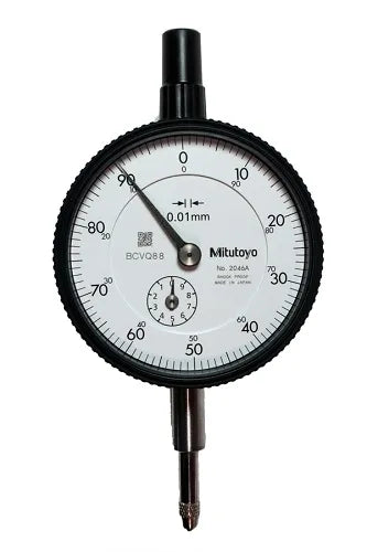 Indicador de Carátula, Espalda Plana, Tipo ISO 10 mm, 0.01 mm