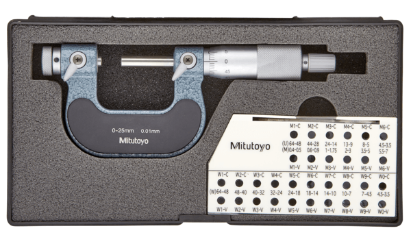 Micrómetro para roscas 0 - 25 mm, Puntas intercambiables