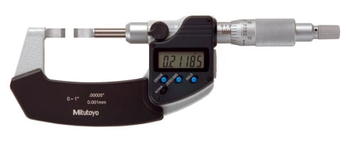 Micrómetro Digimatic contactos de cuchilla con punta de carburo, pulgadas/métrico, 0 - 1"